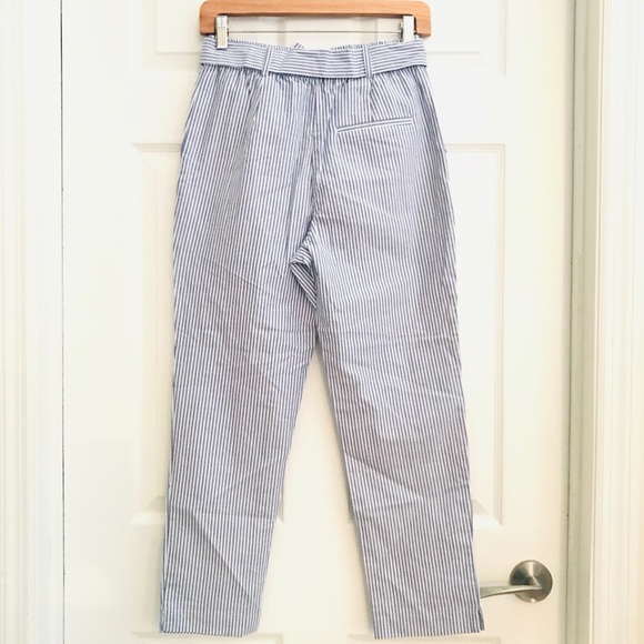 🆕 Zara Stripped Pants. Elastic Waist. Sash Belt - Hand Pockets - Picture 7 of 12